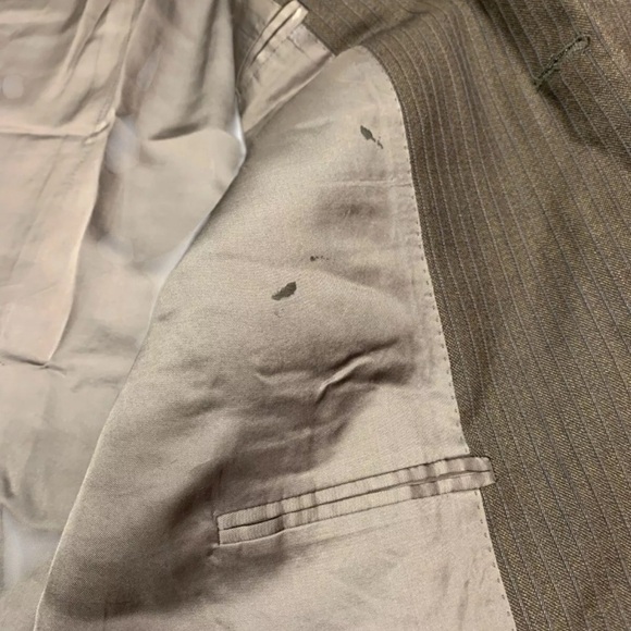 VINTAGE 90s CANALI LORO PIANA Men Blazer 110’s 56R Wool Brown Italy PINSTRIPES - Picture 8 of 12